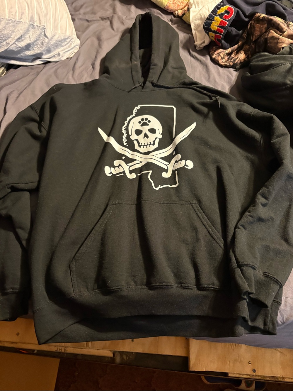 Gildan Black Hoodie with Mike Leach Pirate logo